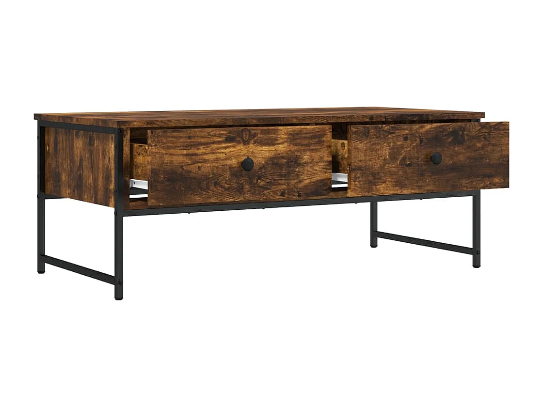 Gerookte eiken salontafel 101x49x39,5 cm bewerkt hout