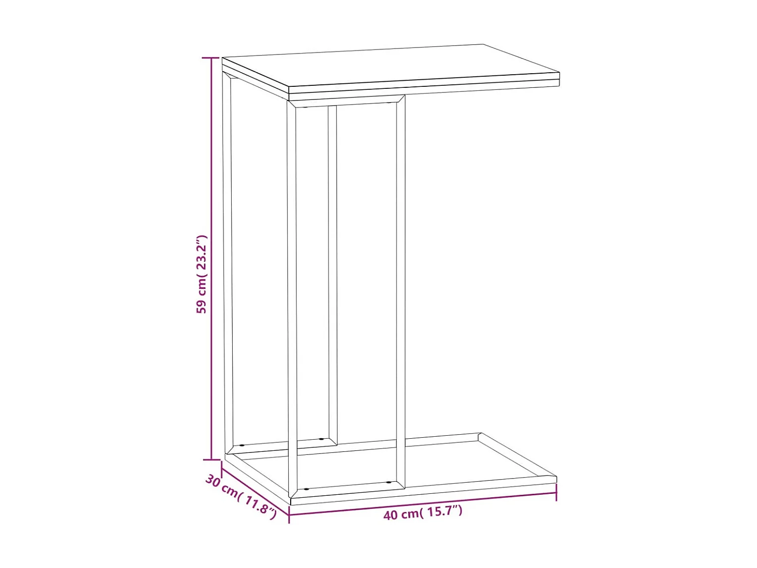 Zwarte bijzettafel 40x30x59 cm bewerkt hout