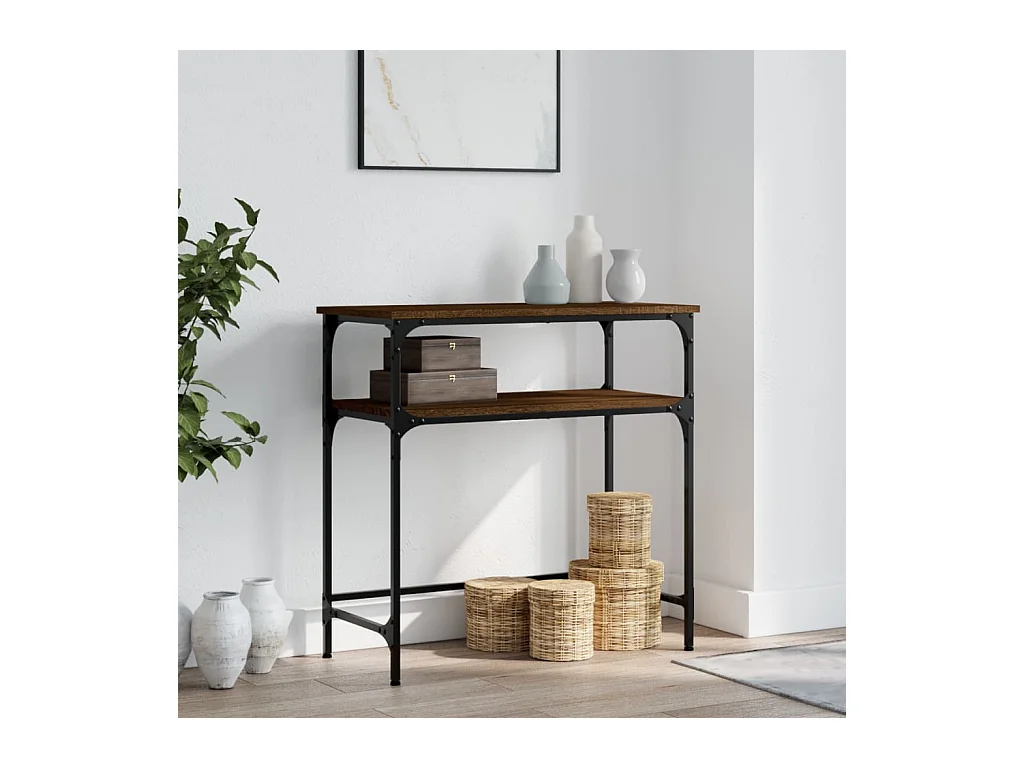 Table console chêne marron 75x35,5x75 cm bois d'ingénierie