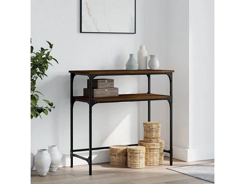 Table console chêne marron 75x35,5x75 cm bois d'ingénierie