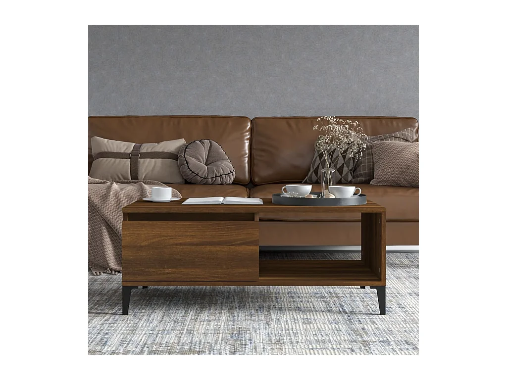 Table basse Chêne marron 90x50x36,5 cm Bois d'ingénierie