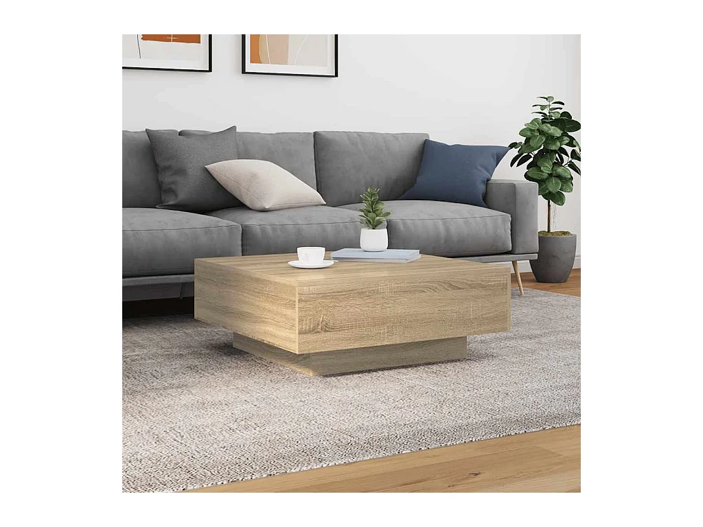 Mesa de centro de roble Sonoma 80x80x31 cm madera de ingeniería