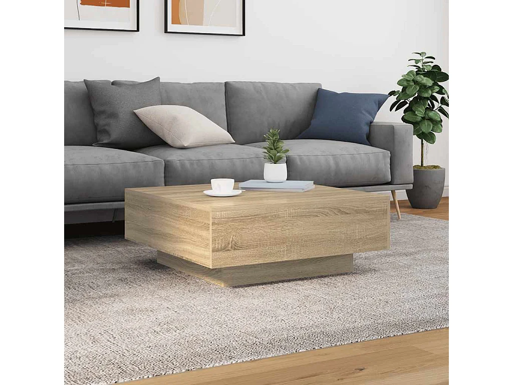 Tavolino da caffè in rovere Sonoma 80x80x31 cm in legno ingegnerizzato