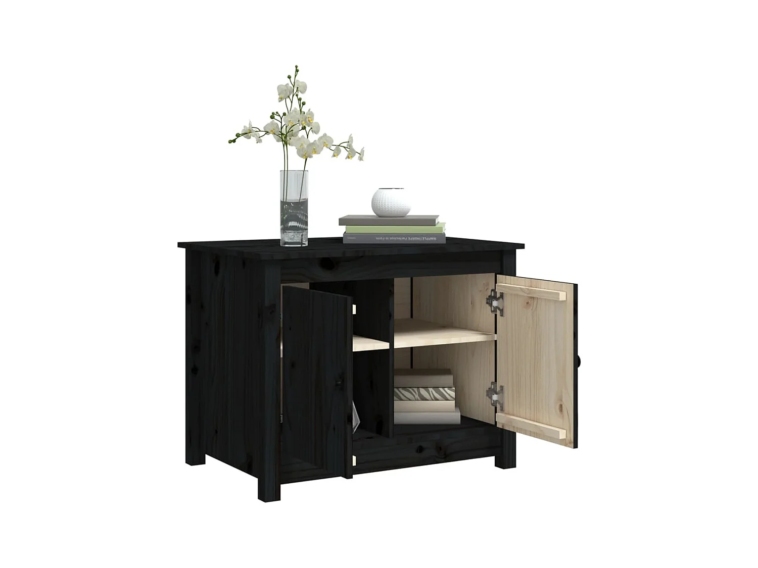 Table basse Noir 71x49x55 cm Bois massif de pin