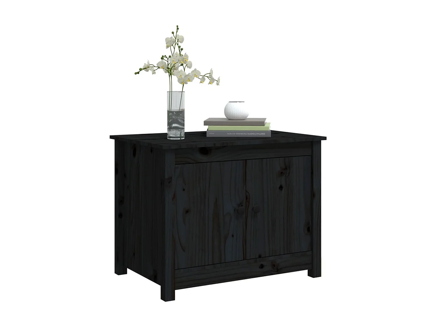 Table basse Noir 71x49x55 cm Bois massif de pin