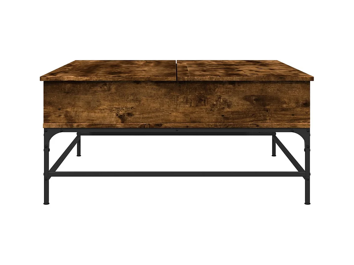 Mesa de centro de roble ahumado 95x95x45 cm de madera contrachapada y metal