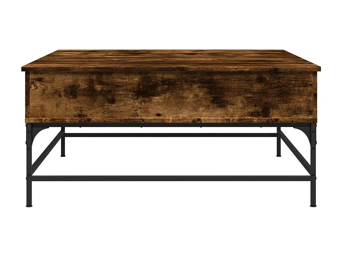 Mesa de centro de roble ahumado 95x95x45 cm de madera contrachapada y metal