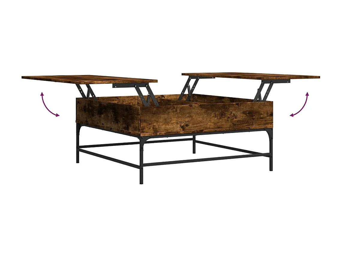 Mesa de centro de roble ahumado 95x95x45 cm de madera contrachapada y metal