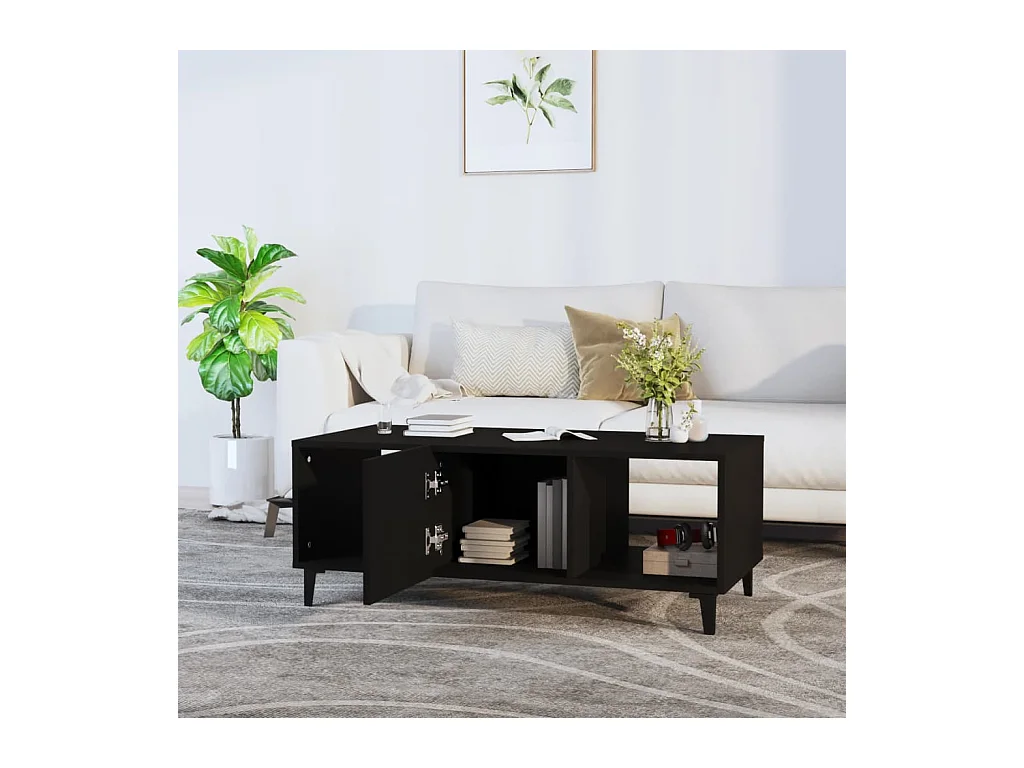 Table basse Noir 102x50x40 cm Bois d'ingénierie