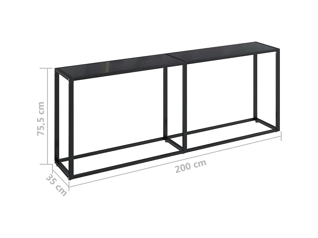 Table console Noir 200x35x75,5 cm Verre trempé