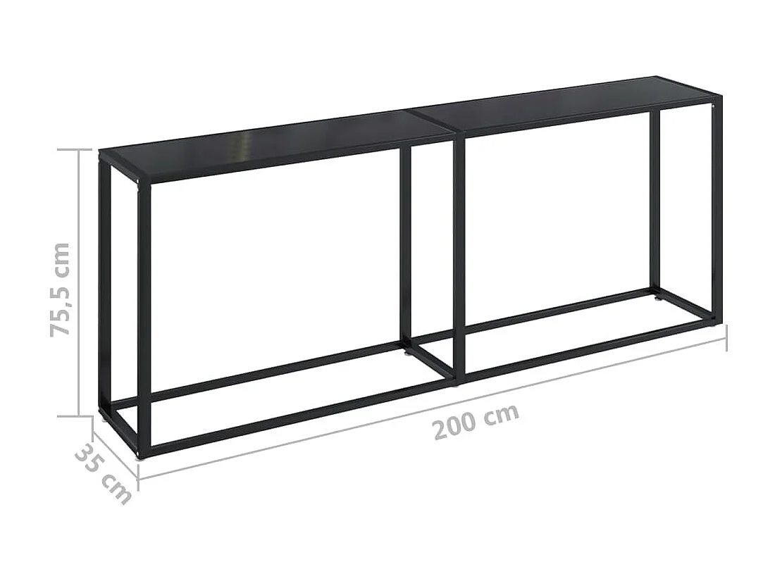 Consolle nera 200x35x75,5 cm Vetro temperato