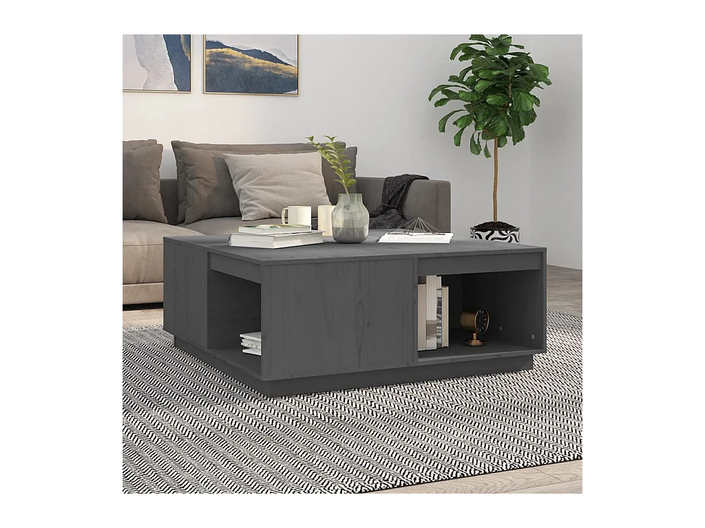 Table basse Gris 100x101x40,5 cm Bois massif de pin