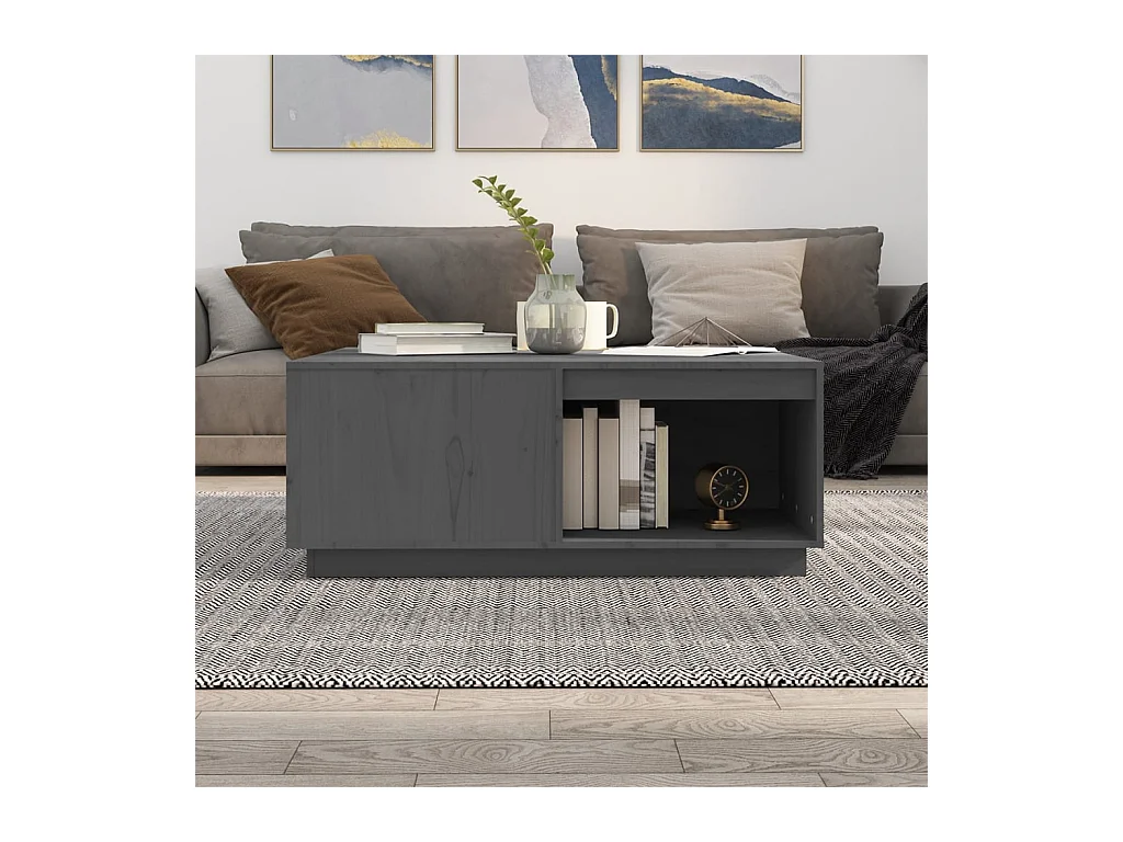 Table basse Gris 100x101x40,5 cm Bois massif de pin