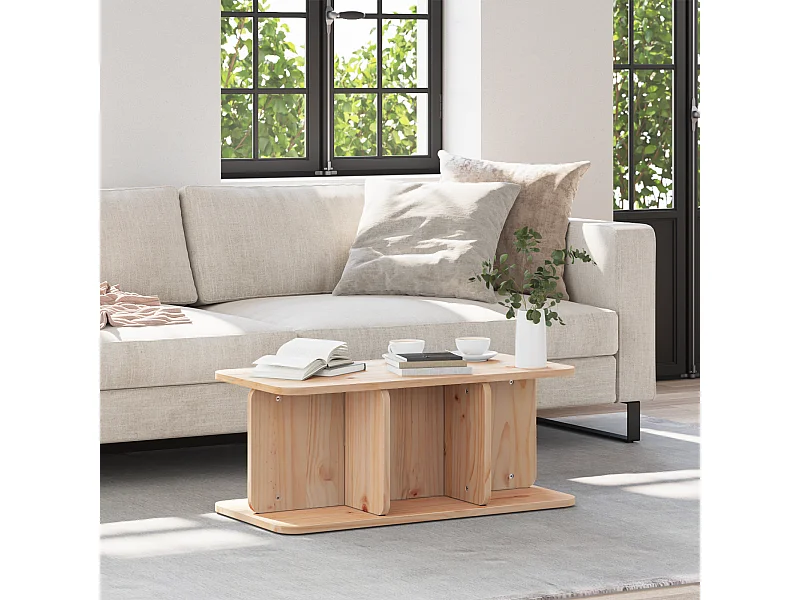 Table basse Naturel 80 x 39.5 x 33.5 cm Bois de pin massif