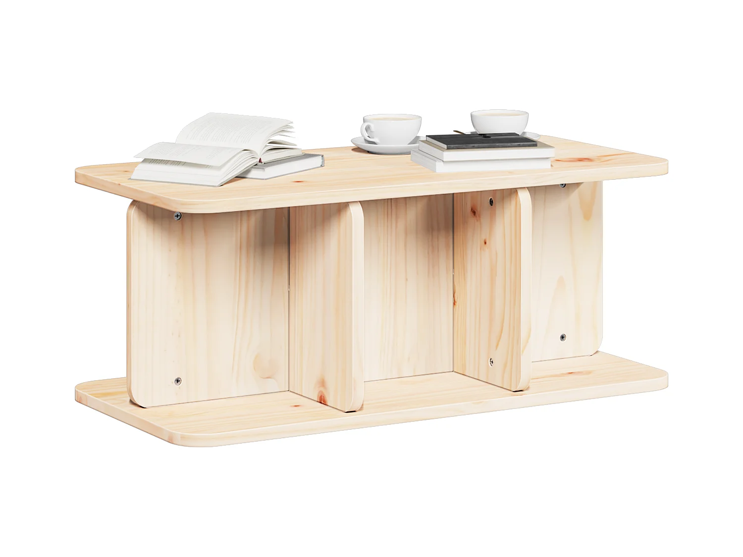 Mesa de centro natural 80 x 39,5 x 33,5 cm Madera maciza de pino