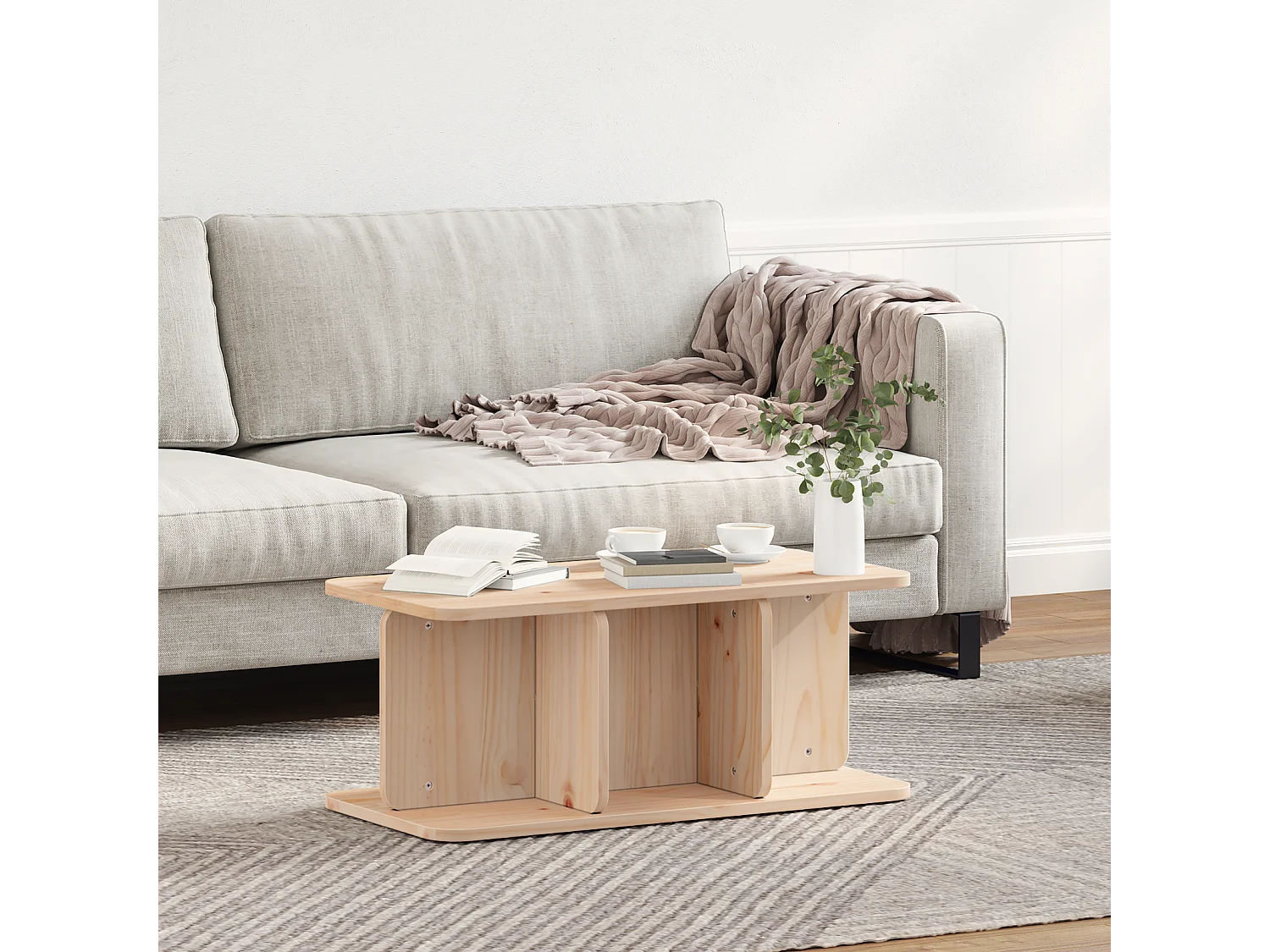 Table basse Naturel 80 x 39.5 x 33.5 cm Bois de pin massif