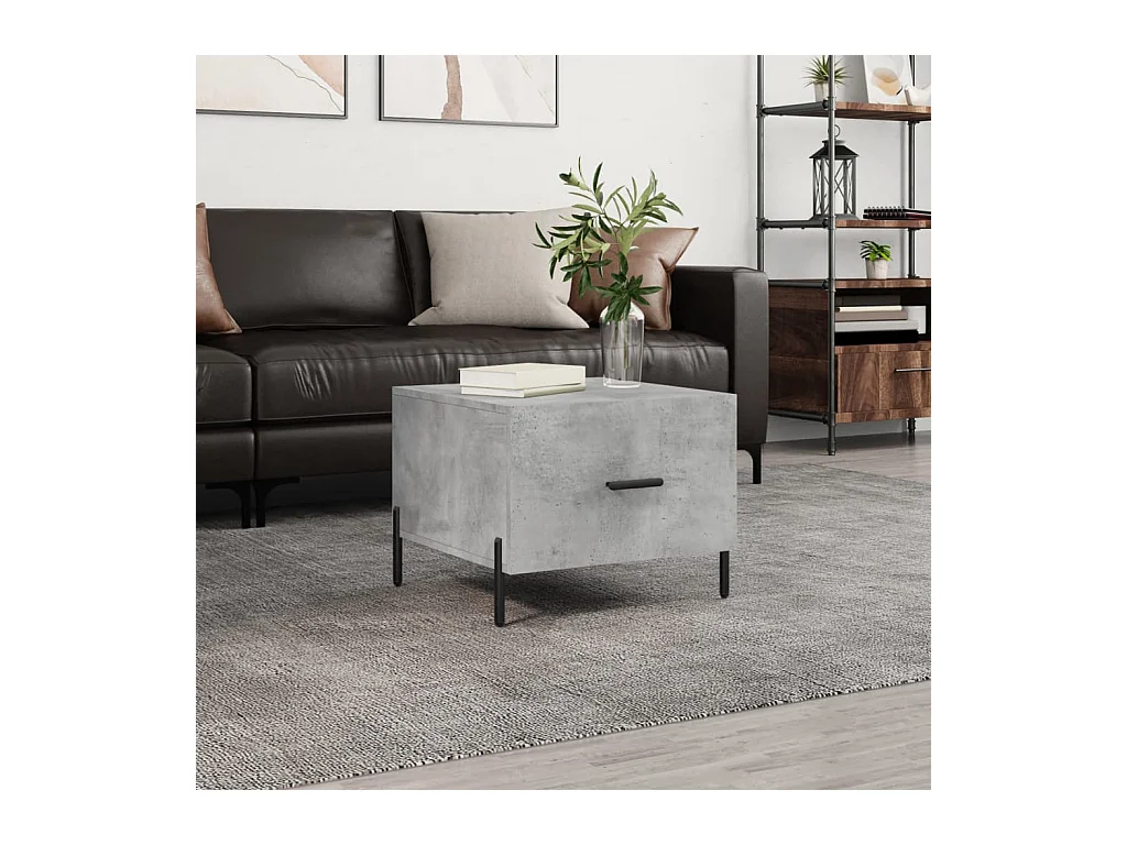 Betongrijze salontafel 50x50x40 cm bewerkt hout