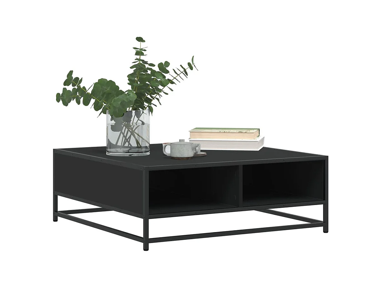 Table basse noir 80x80x30 cm bois d'ingénierie et métal