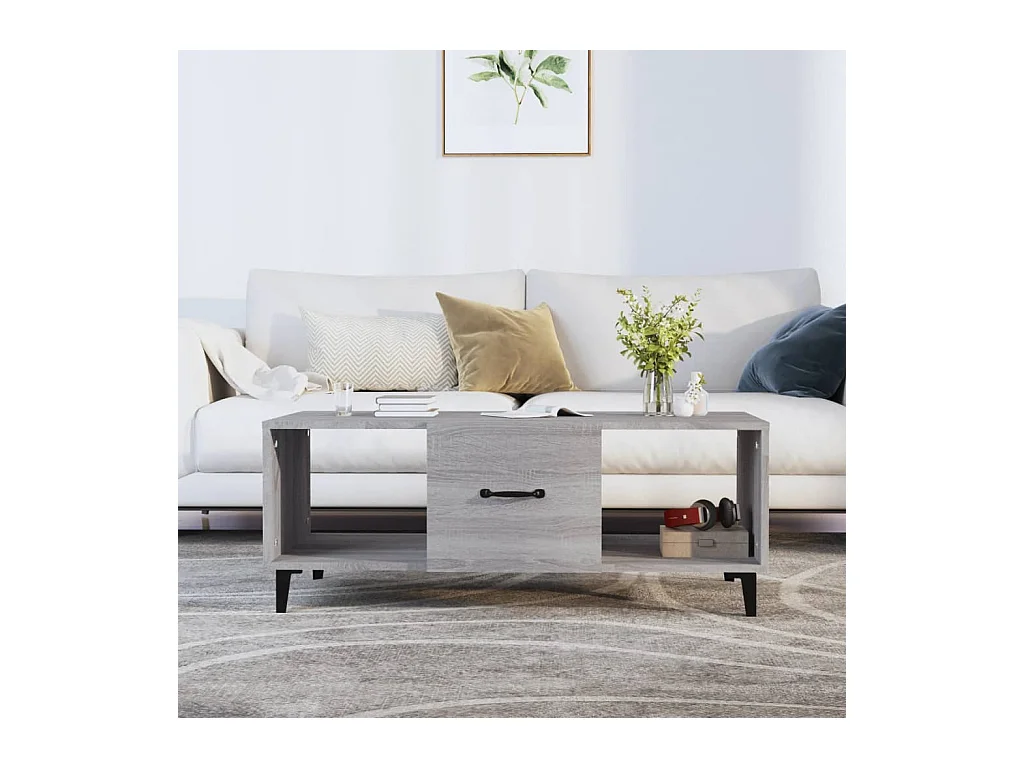 Table basse sonoma gris 102x50x40 cm bois d'ingénierie