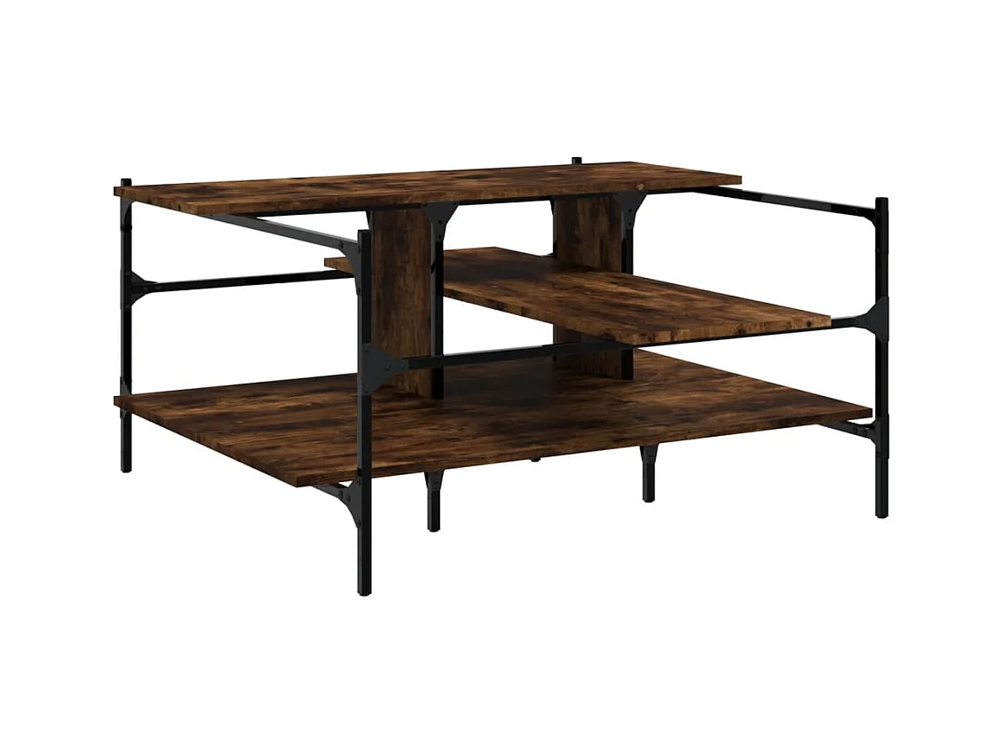 Table basse chêne fumé 100x100x48,5 cm bois d'ingénierie