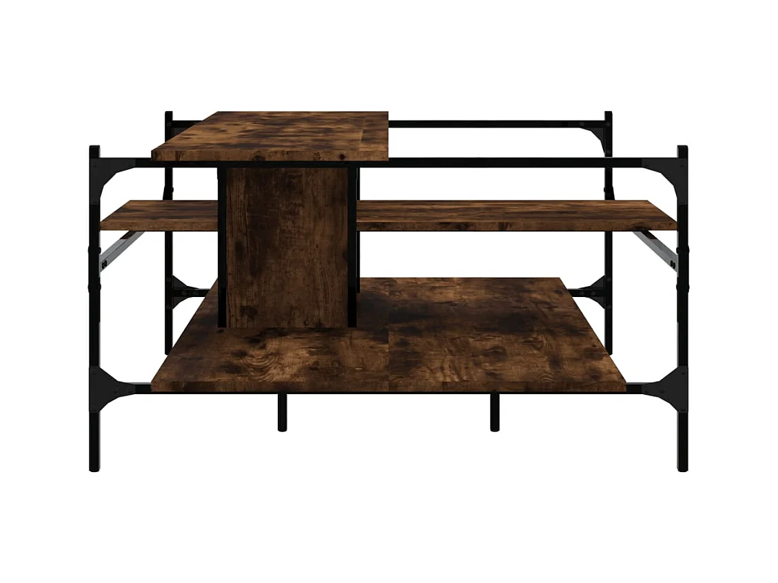 Table basse chêne fumé 100x100x48,5 cm bois d'ingénierie