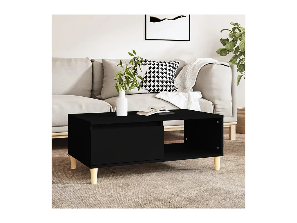 Table basse Noir 90x50x36,5 cm Bois d'ingénierie