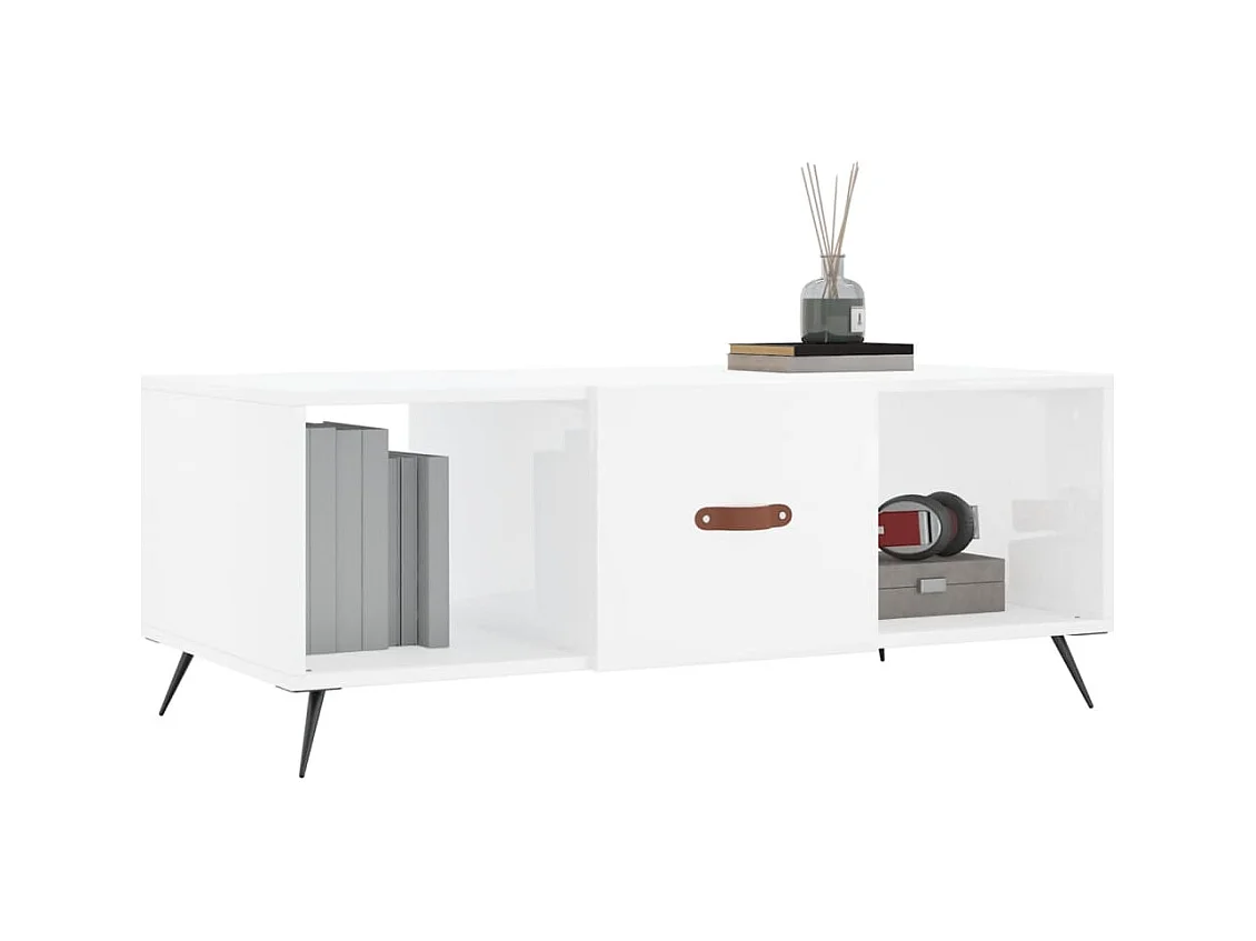 Table basse Blanc brillant 102x50x40 cm Bois d'ingénierie