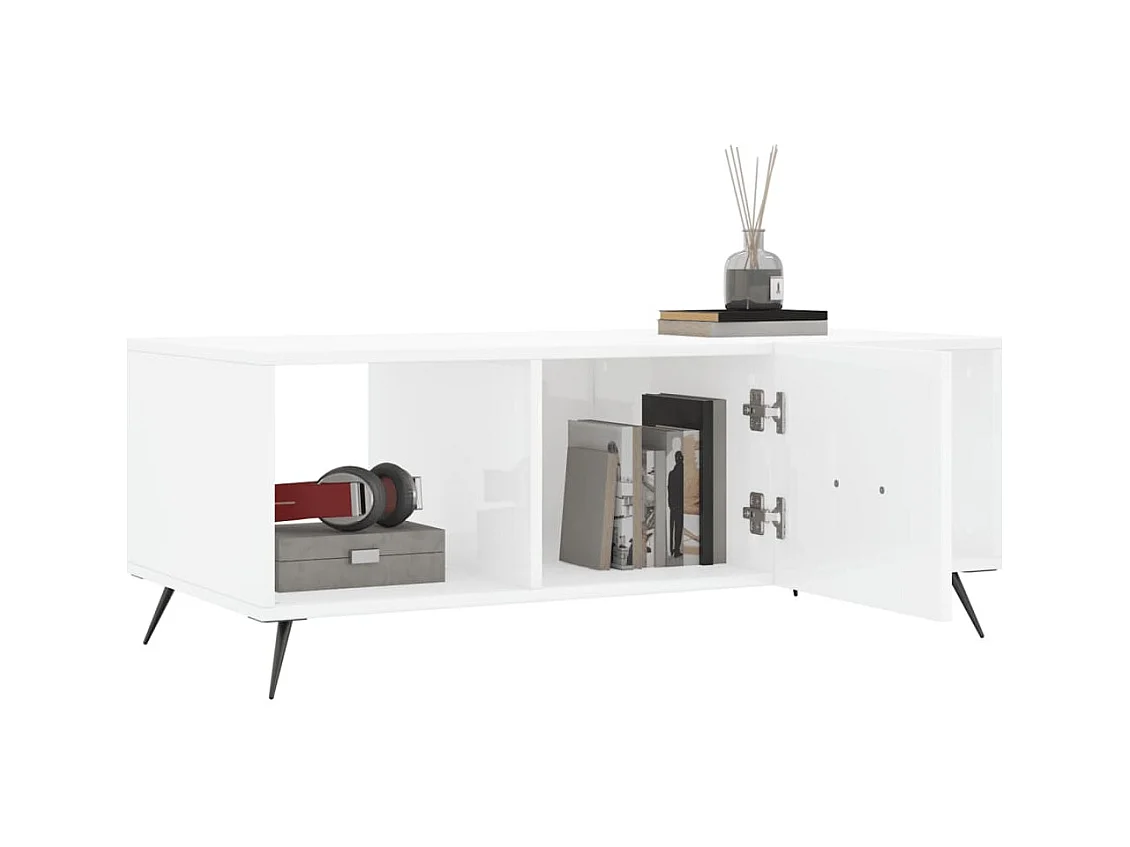 Table basse Blanc brillant 102x50x40 cm Bois d'ingénierie