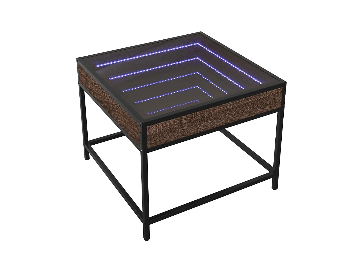 Tavolino con LED Infinity rovere marrone 50x50x41 cm