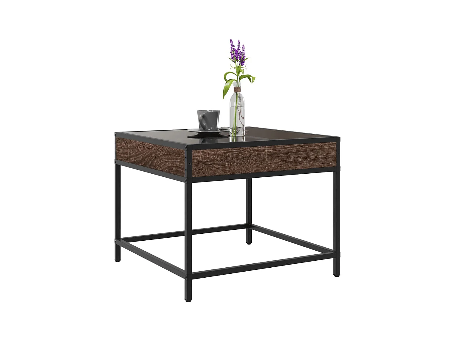 Tavolino con LED Infinity rovere marrone 50x50x41 cm