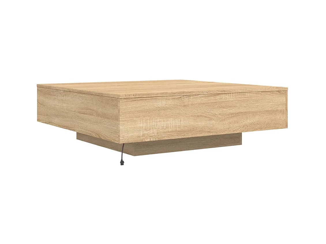 Table basse avec lumières LED chêne sonoma 100x100x31 cm