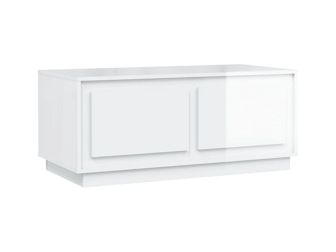 Table basse Blanc brillant 102x50x44 cm bois d'ingénierie