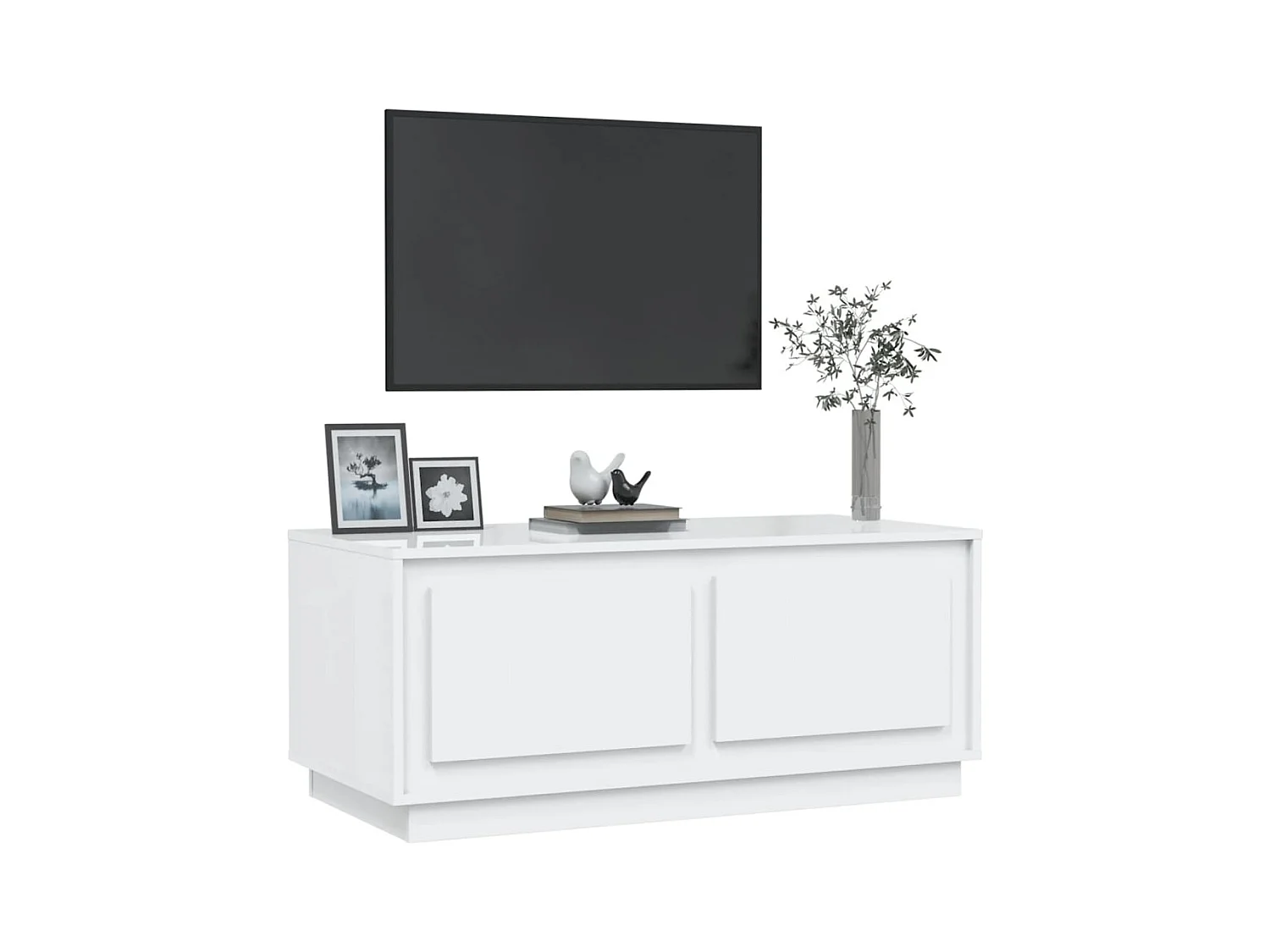 Table basse Blanc brillant 102x50x44 cm bois d'ingénierie