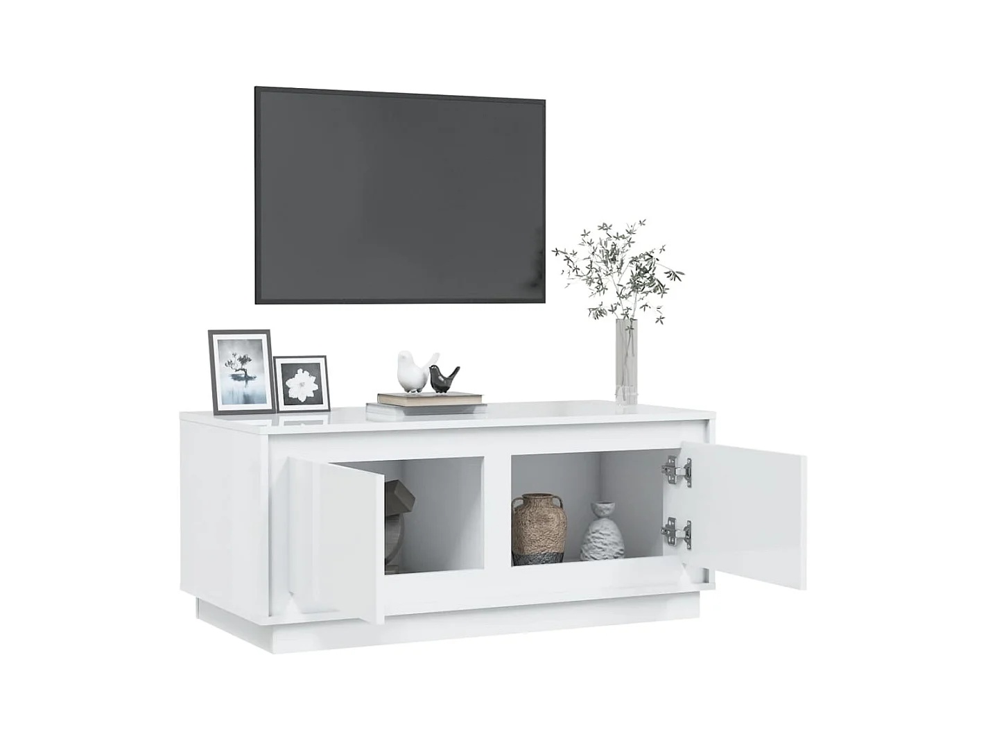 Table basse Blanc brillant 102x50x44 cm bois d'ingénierie