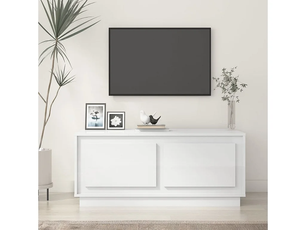 Tavolino da caffè Bianco lucido 102x50x44 cm in legno ingegnerizzato