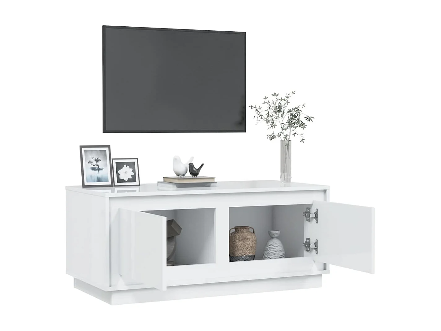 Tavolino da caffè Bianco lucido 102x50x44 cm in legno ingegnerizzato