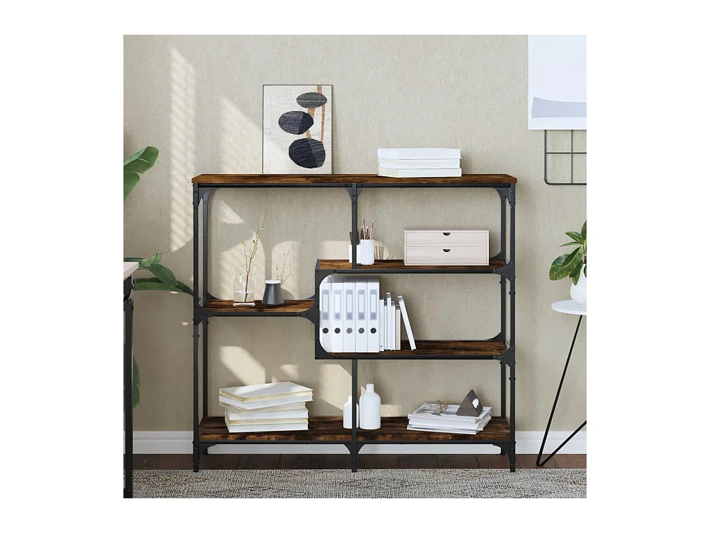 Table console chêne fumé 103x32x95 cm bois d'ingénierie