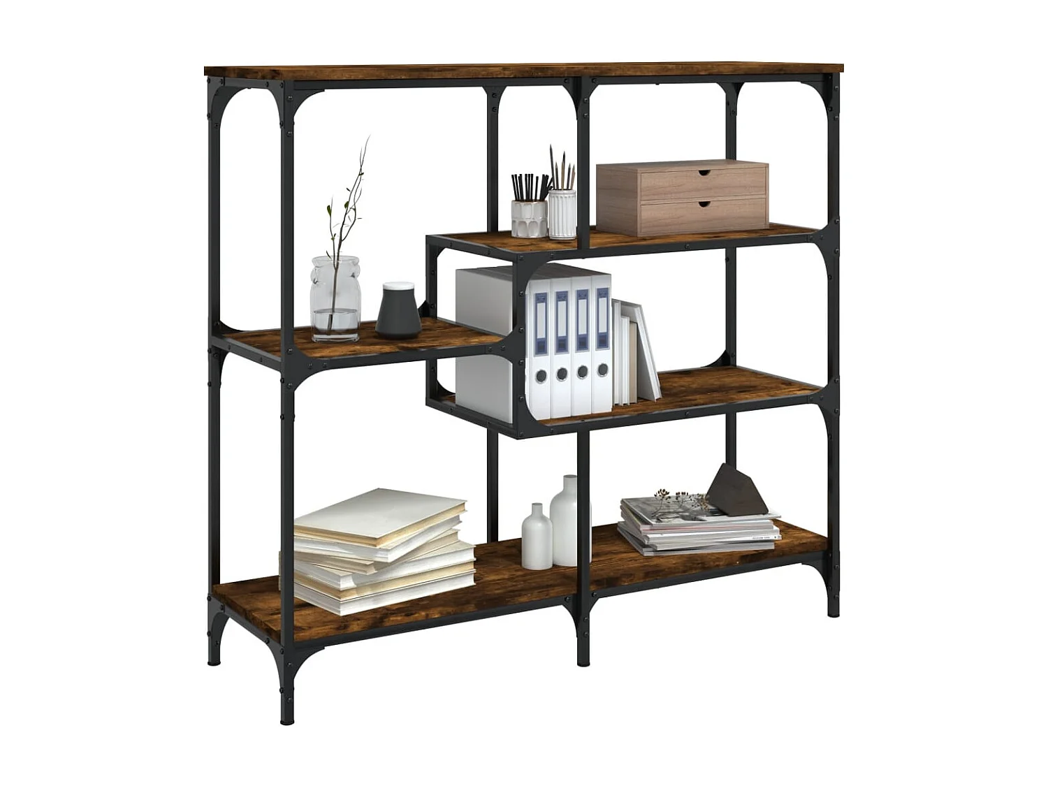 Table console chêne fumé 103x32x95 cm bois d'ingénierie