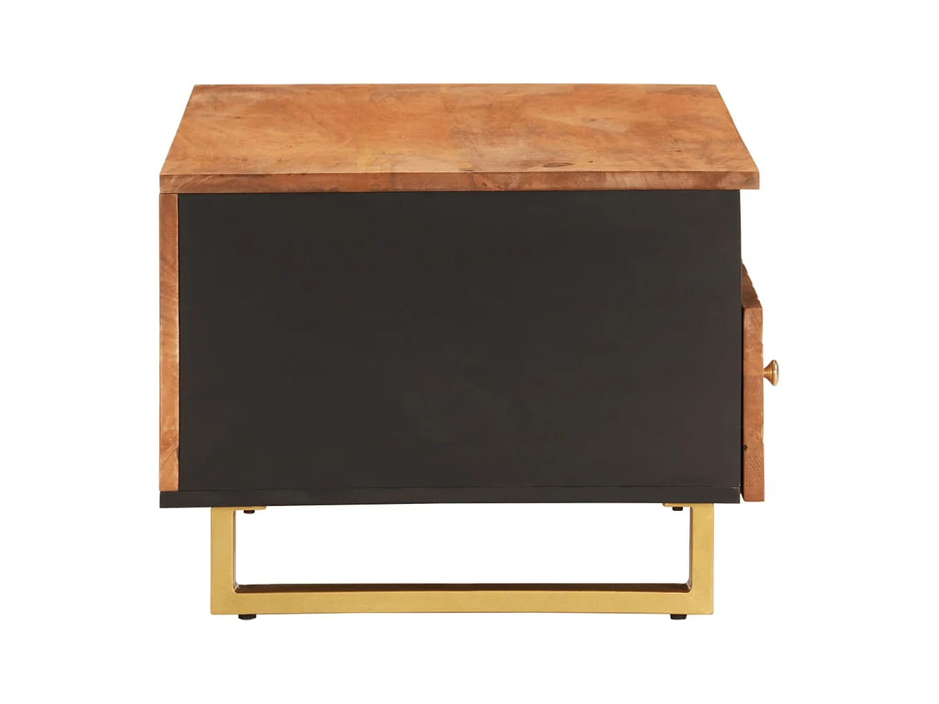 Brauner und schwarzer Couchtisch 80x54x40 cm massives Mangoholz