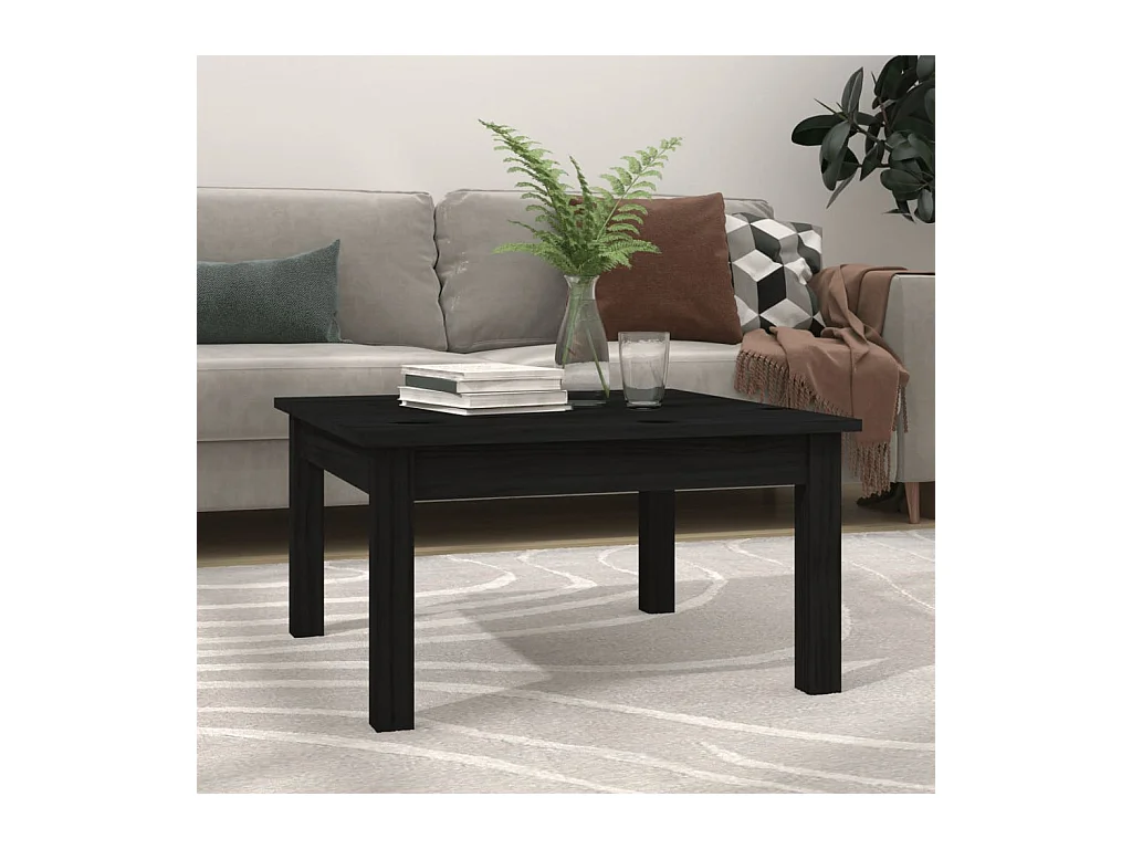 Table basse Noir 55x55x30 cm Bois massif de pin