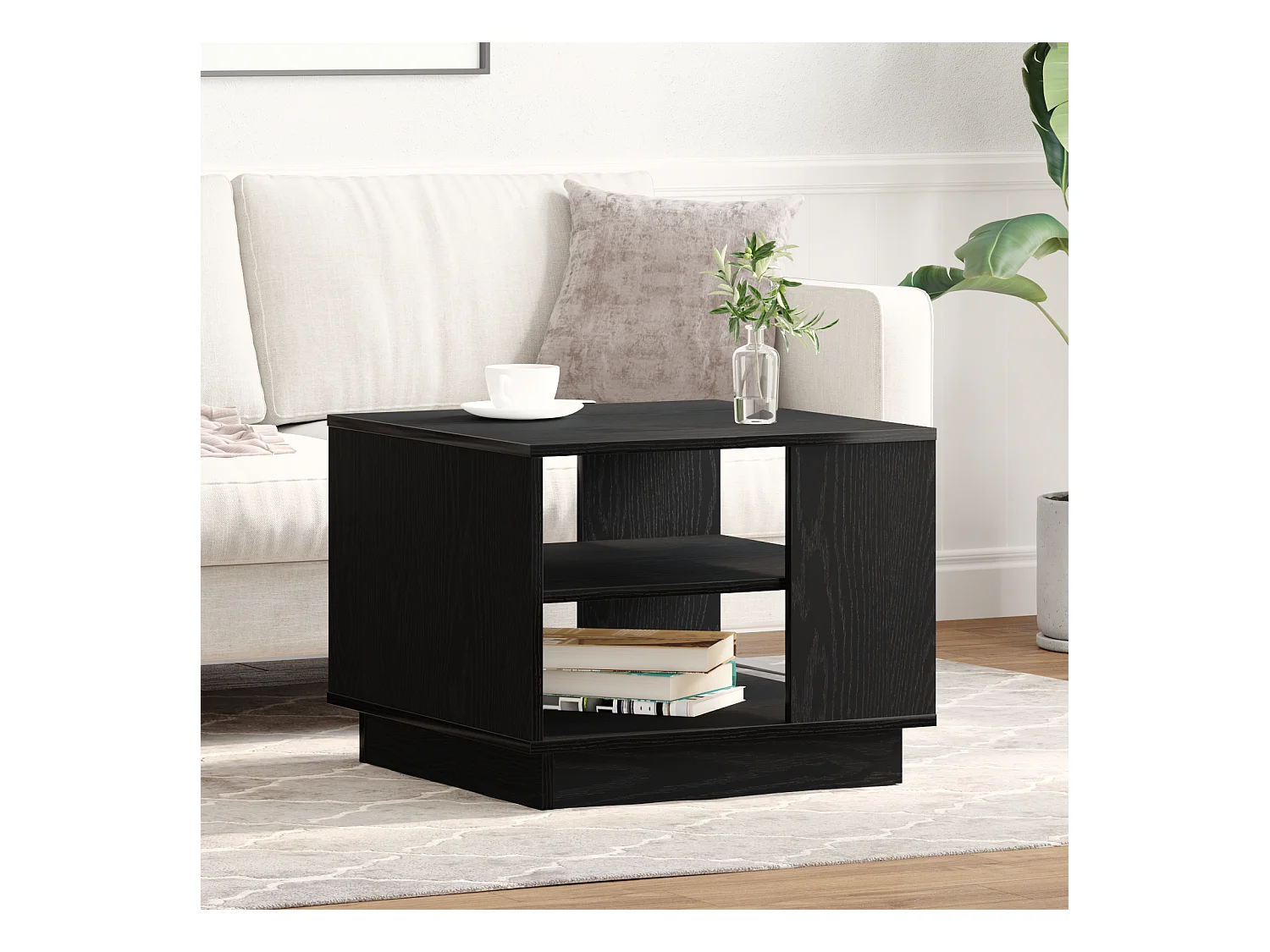 Table basse en chêne noir 55x55x42 cm en bois d'ingénierie