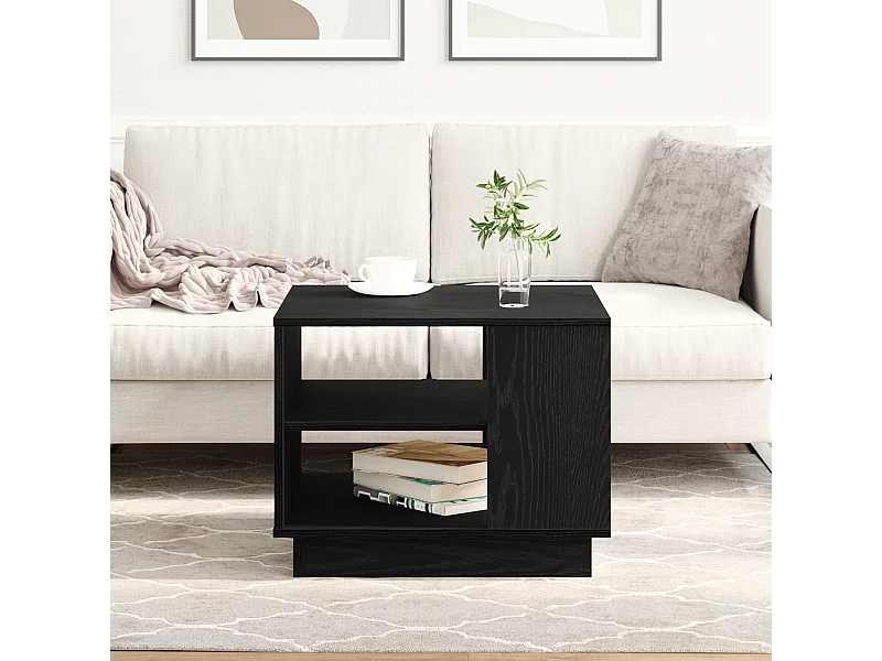 Table basse en chêne noir 55x55x42 cm en bois d'ingénierie