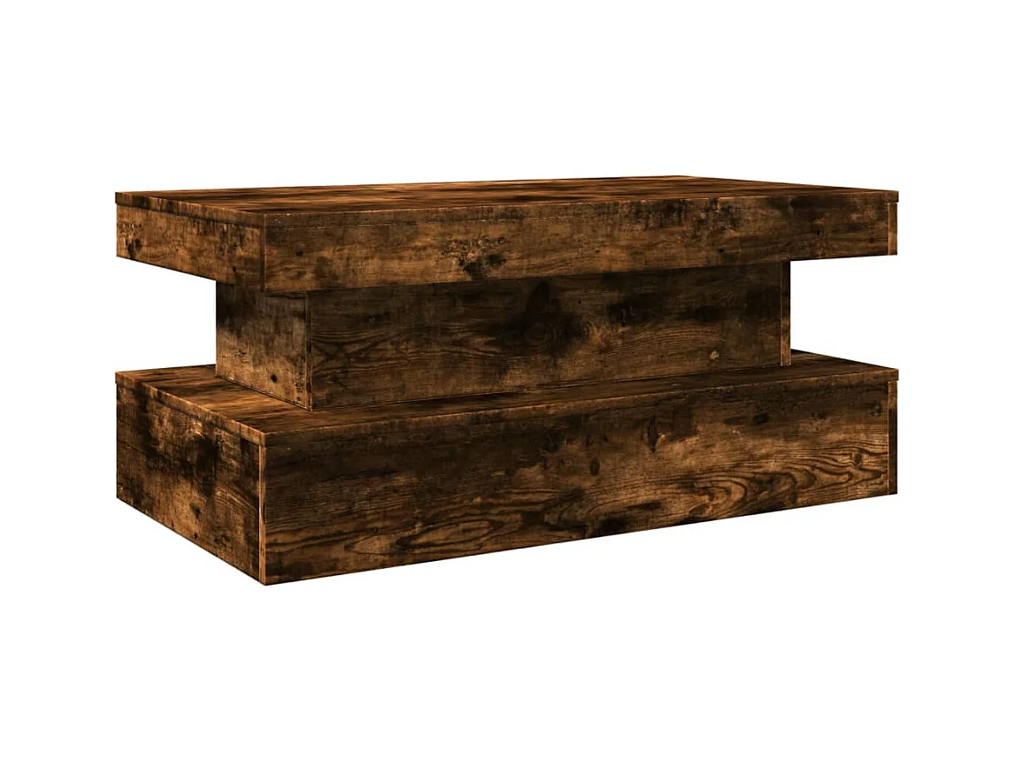 Tavolino in rovere affumicato con luci LED 90x50x40 cm