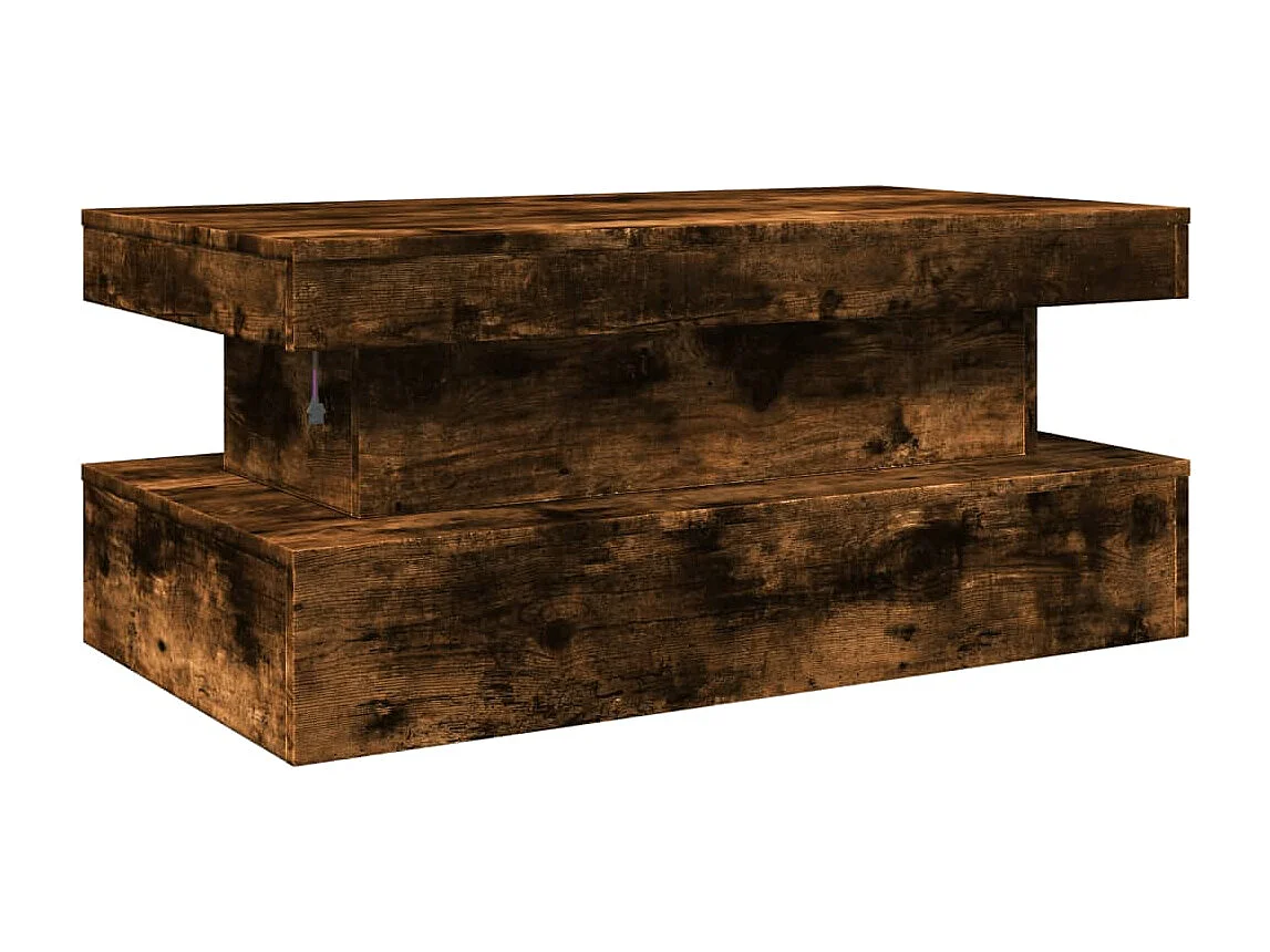 Tavolino in rovere affumicato con luci LED 90x50x40 cm