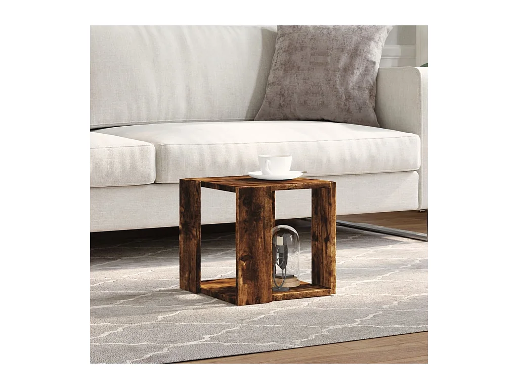 Tavolino da caffè in rovere affumicato 32x32x30 cm in legno ingegnerizzato