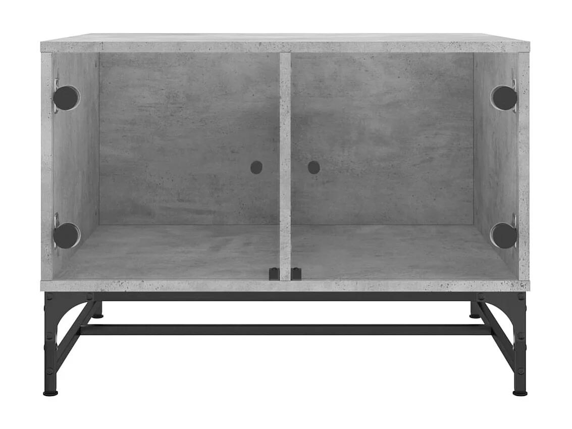 Table basse avec portes en verre gris béton 68,5x50x50 cm