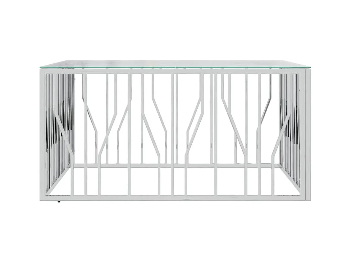 Table basse 100x100x50 cm acier inoxydable et verre