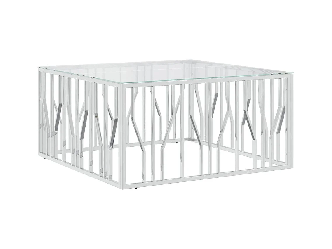 Salontafel 100x100x50 cm roestvrij staal en glas