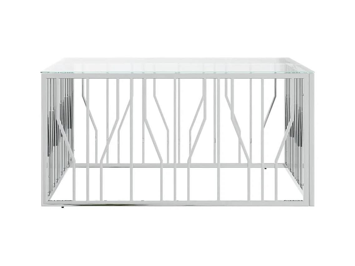 Salontafel 100x100x50 cm roestvrij staal en glas