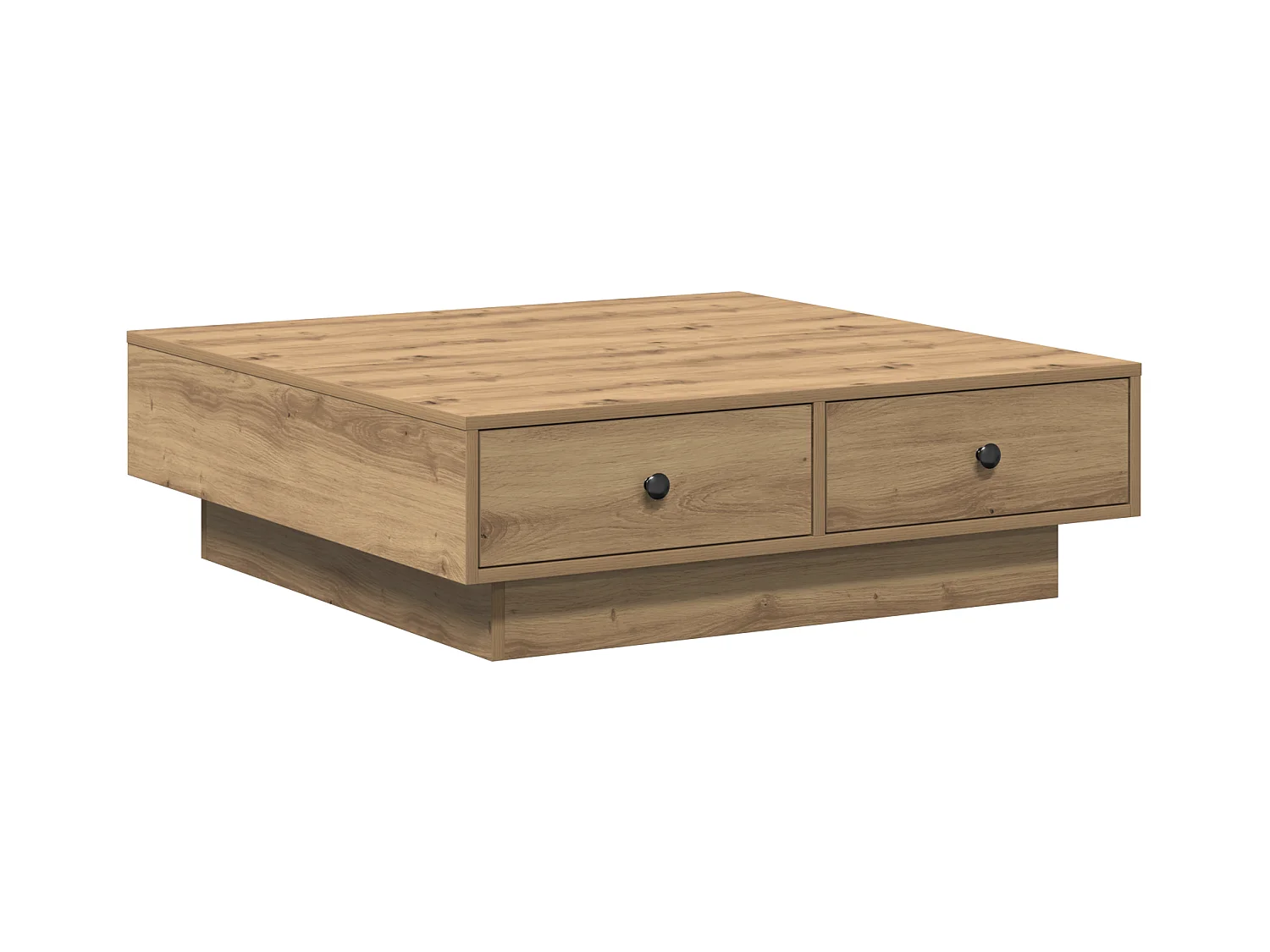 Table Basse Chêne Artisan Placage, MDF 90 x 90 x 28 cm Rangement